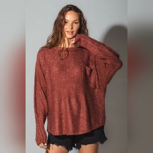 Dolman sleeve oversized cozy sweater top